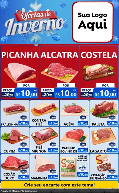 Modelo de Encarte para Encarte Grande com o tema Ofertas de Inverno para Açougue