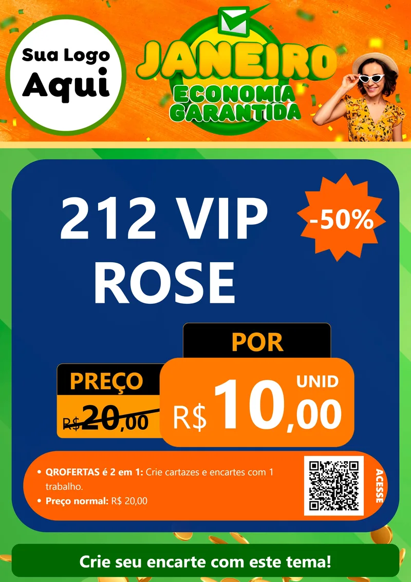 Modelo de Cartaz para Cartaz A4 Vertical com o tema Janeiro - Economia Garantida para Perfumes