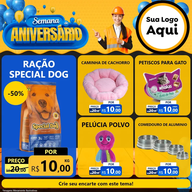 Modelo de Rede Social para Feed Facebook com o tema Semana de Aniversário para Pet Shop