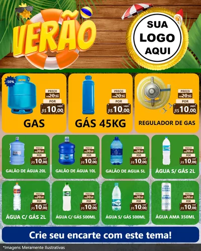 Modelo de Rede Social para Feed Instagram com o tema Verão para Água e gás