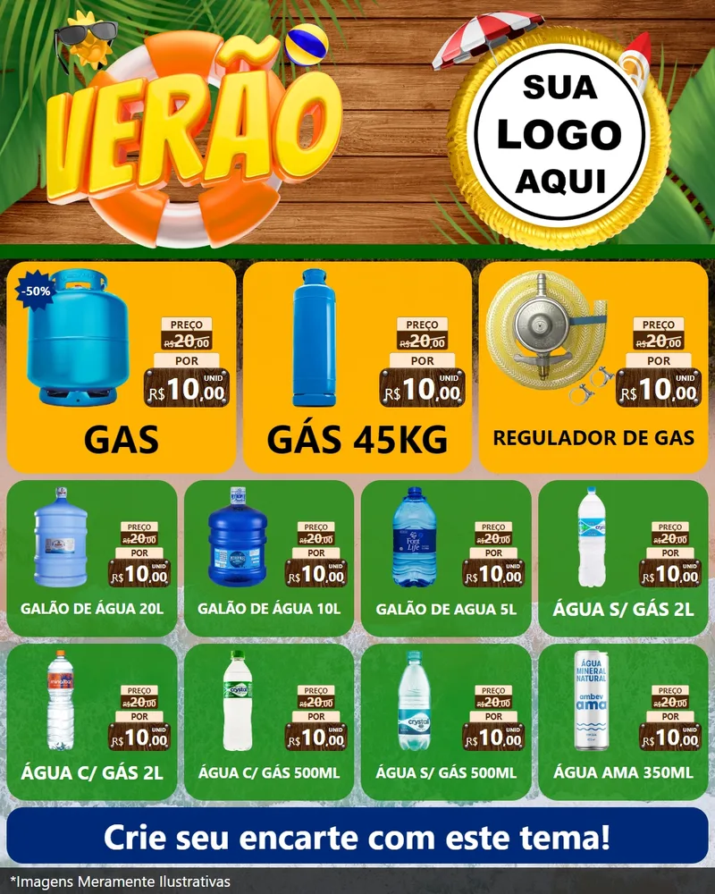 Modelo de Rede Social para Feed Instagram com o tema Verão para Água e gás