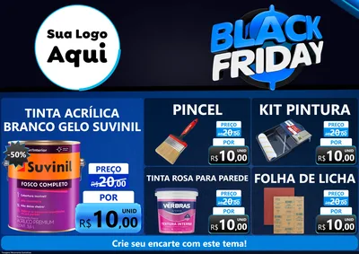 Modelo de Encarte para Encarte A4 Horizontal com o tema Black Friday para Tintas e Ferramentas
