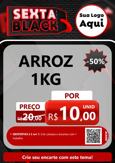 Modelo de Cartaz para Cartaz A4 Vertical com o tema Sexta Black para Supermercado