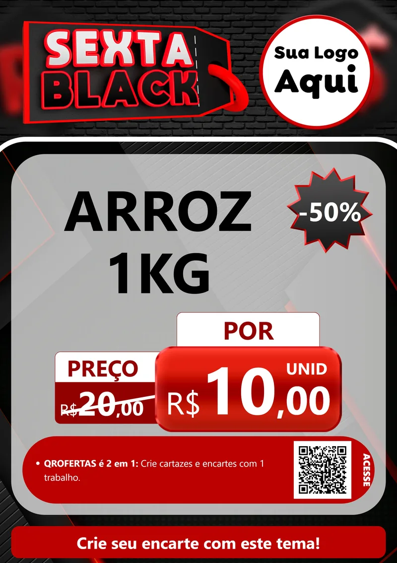 Modelo de Cartaz para Cartaz A4 Vertical com o tema Sexta Black para Supermercado