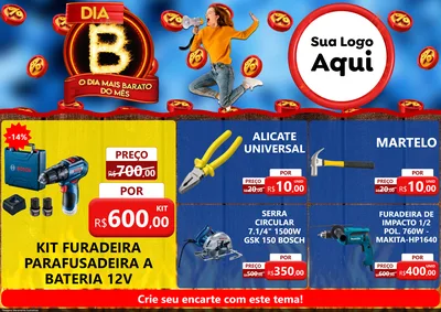 Modelo de Encarte para Encarte A4 Horizontal com o tema Dia B - O Dia Mais Barato Do Mês para Maquinas e Ferramentas