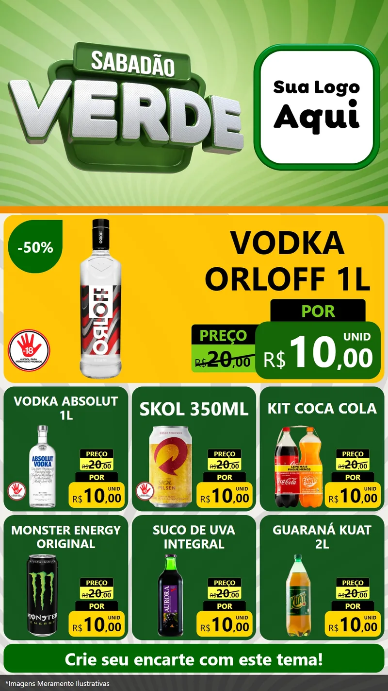 Modelo de Rede Social para Stories com o tema Sabadão Verde para Distribuidora de bebidas