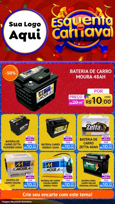 Modelo de Rede Social para Stories com o tema Esquenta de Carnaval para Baterias Elétricas