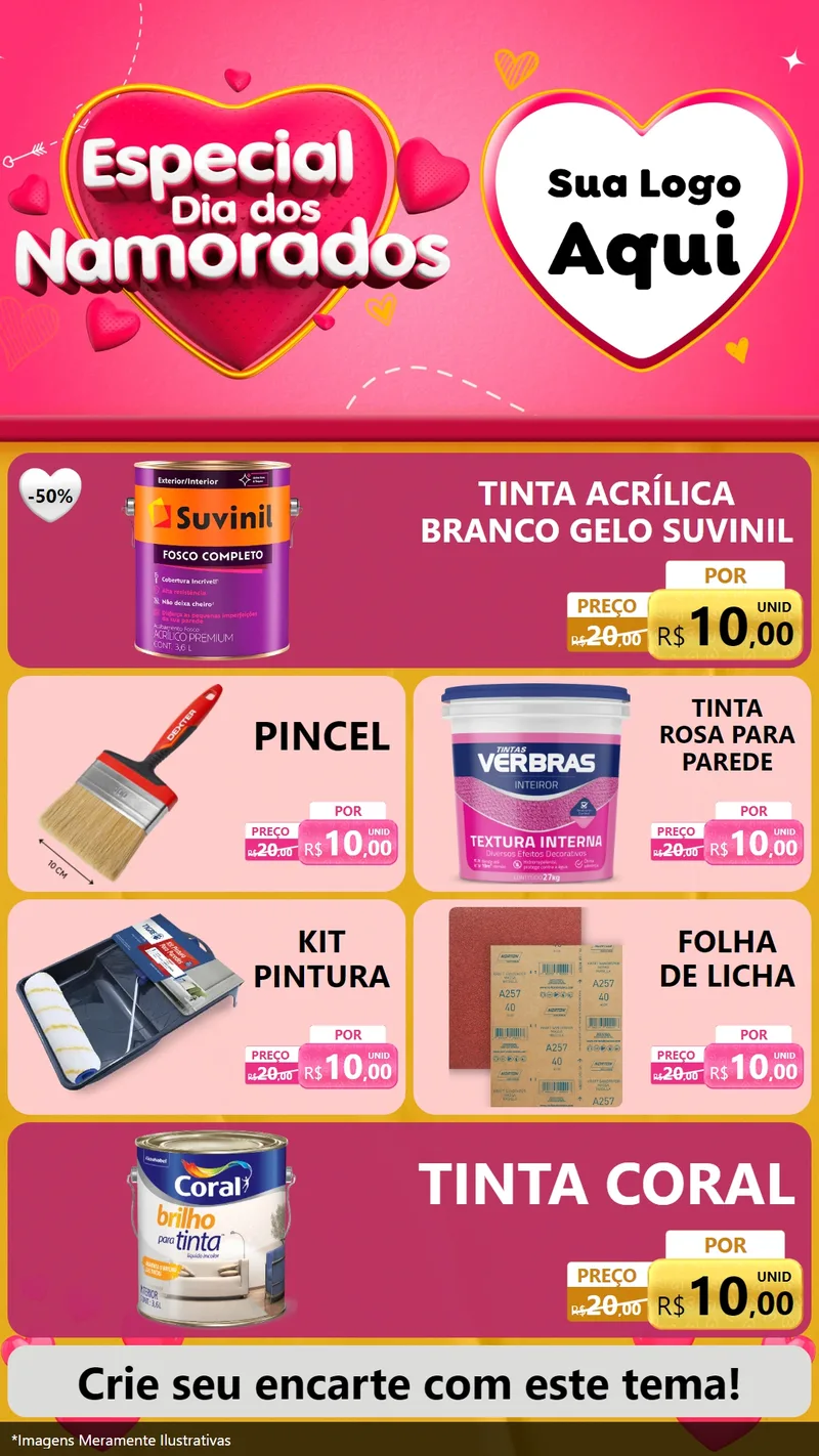 Modelo de TV para TV Vertical com o tema Especial Dia dos Namorados para Tintas e Ferramentas