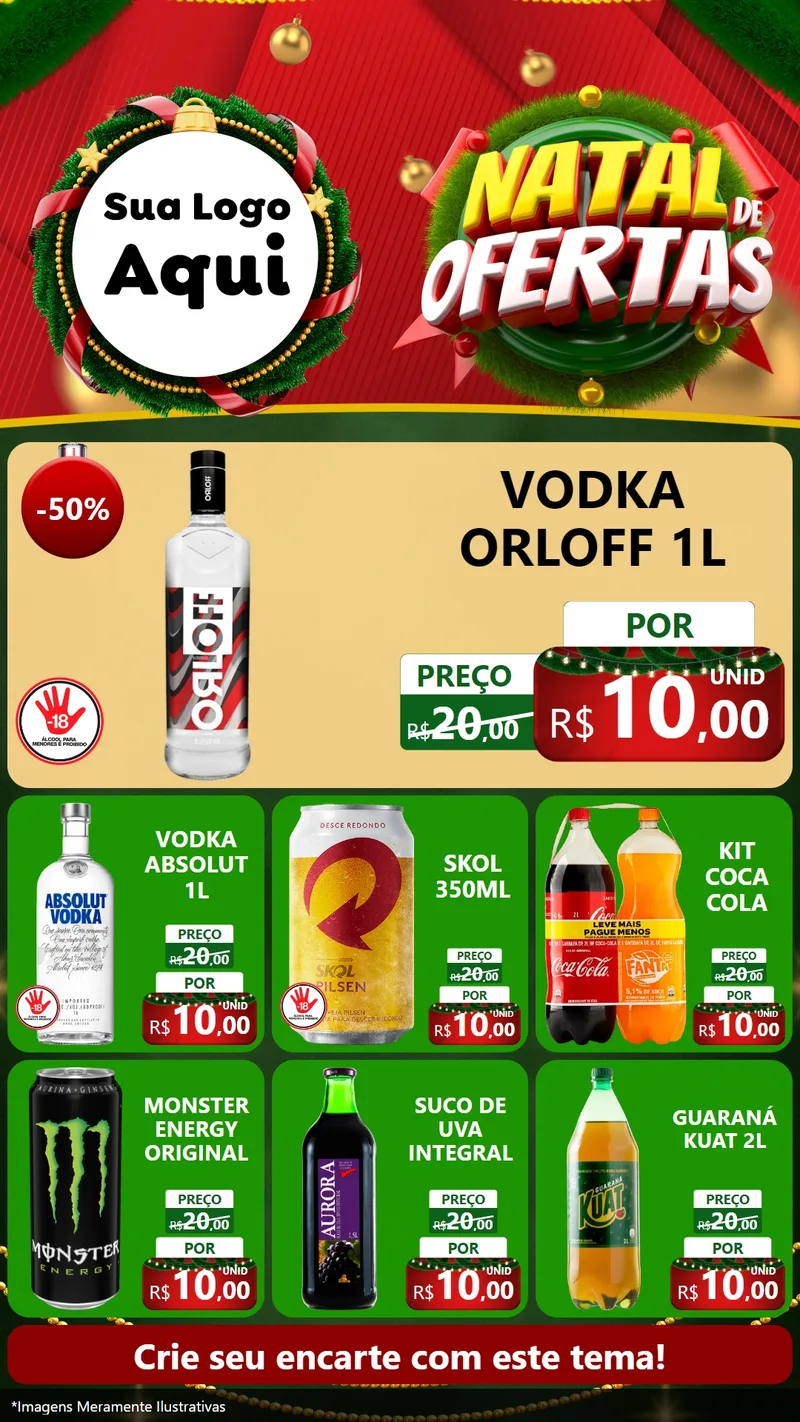 Modelo de Rede Social para Stories com o tema Natal de Ofertas para Distribuidora de bebidas