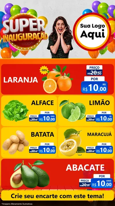 Modelo de TV para TV Vertical com o tema Super Inauguração para Hortifrúti