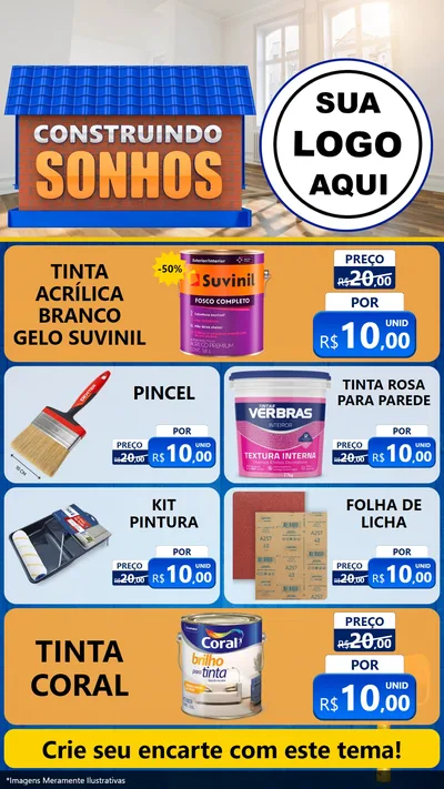 Modelo de TV para TV Vertical com o tema Construindo Sonhos para Tintas e Ferramentas
