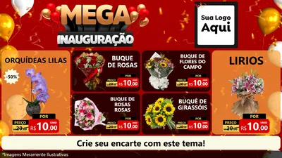 Modelo de TV para TV Horizontal com o tema Mega Inauguração para Floricultura e jardim