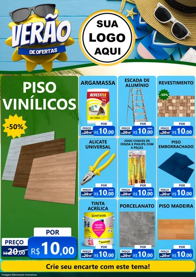 Modelo de Encarte para Encarte A4 Vertical com o tema Verão de Ofertas para Material para Construção