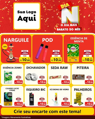 Modelo de Rede Social para Feed Instagram com o tema Dia N o Dia Mais Barato do Mês para Tabacaria