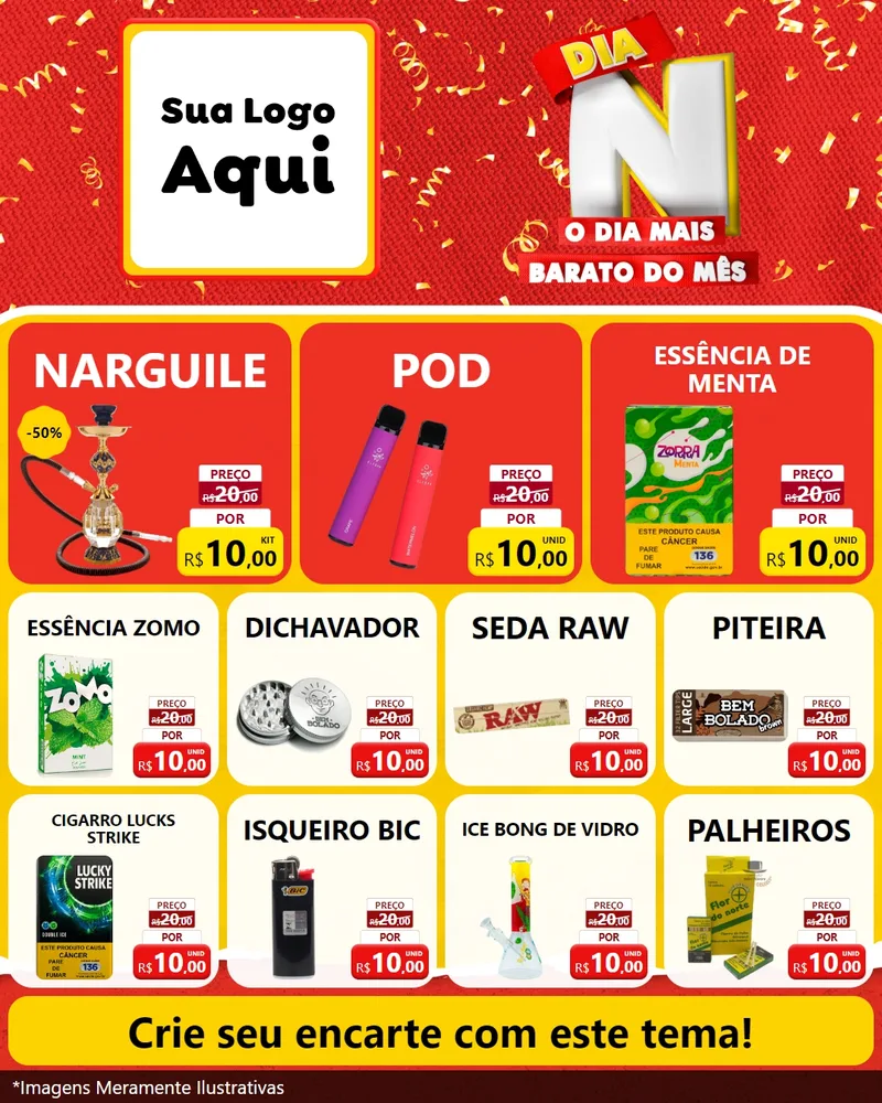 Modelo de Rede Social para Feed Instagram com o tema Dia N o Dia Mais Barato do Mês para Tabacaria