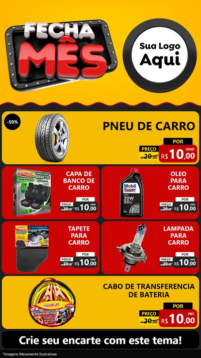 Modelo de TV para TV Vertical com o tema Fecha Mês para Auto peças