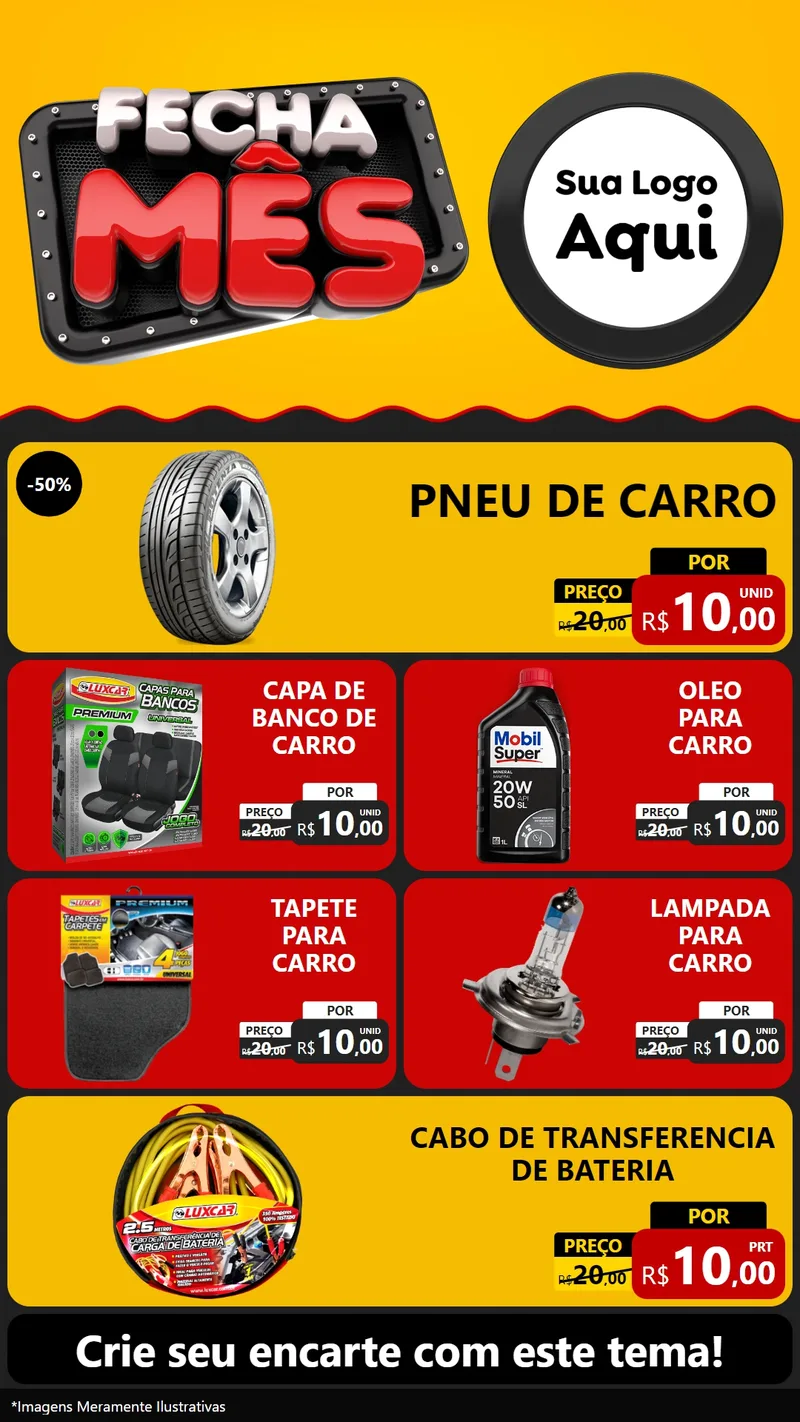 Modelo de TV para TV Vertical com o tema Fecha Mês para Auto peças