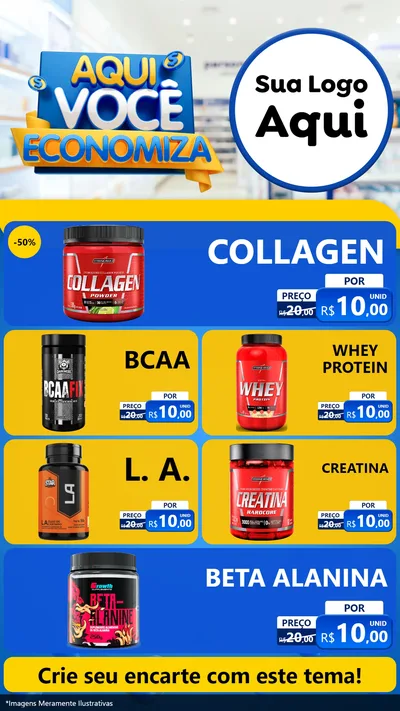 Modelo de TV para TV Vertical com o tema Aqui Você Economiza para Suplementos alimentares