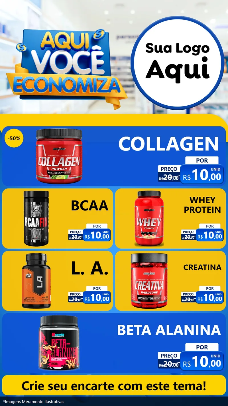 Modelo de TV para TV Vertical com o tema Aqui Você Economiza para Suplementos alimentares