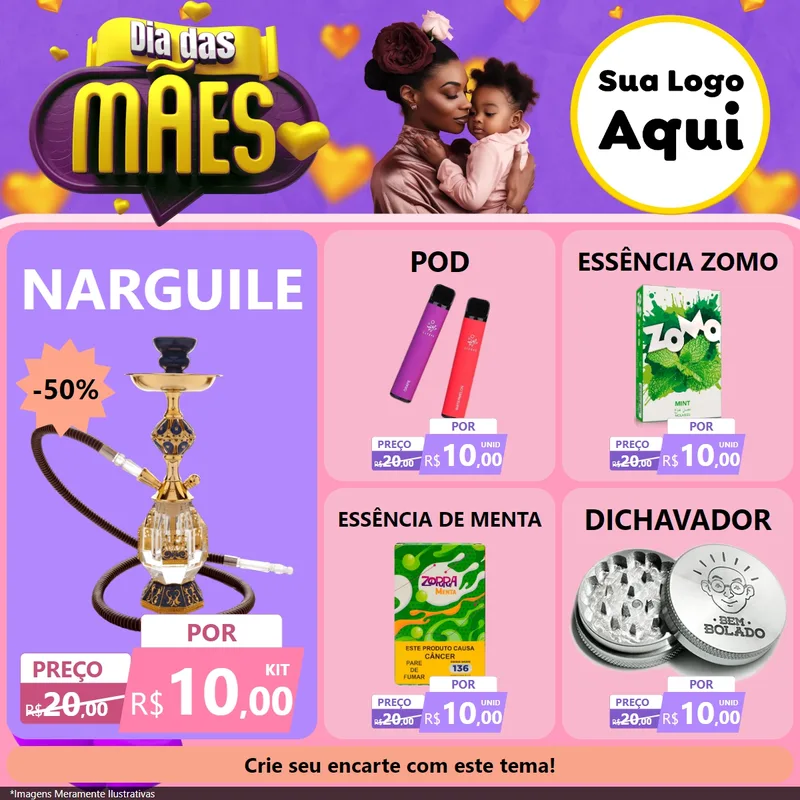 Modelo de Rede Social para Feed Facebook com o tema Dia das Mães para Tabacaria