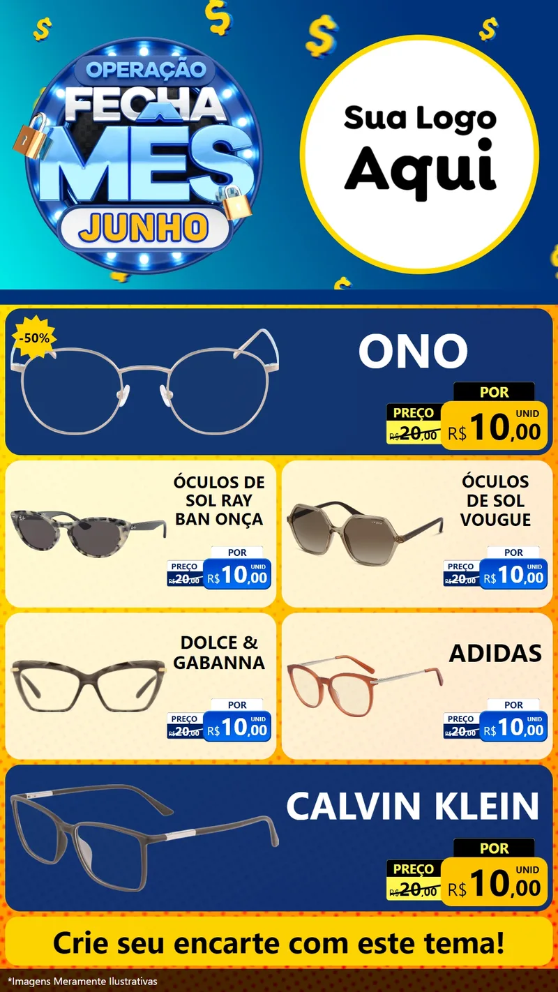 Modelo de TV para TV Vertical com o tema Operação Fecha Mês, Junho para Óticas