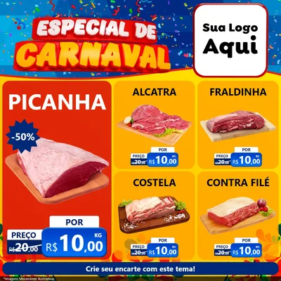 Modelo de Rede Social para Feed Facebook com o tema Especial de Carnaval para Açougue