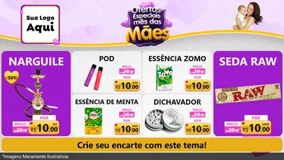 Modelo de TV para TV Horizontal com o tema Ofertas Especiais - Mês das Mães para Tabacaria