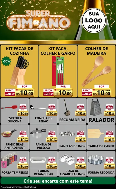 Modelo de Encarte para Encarte Grande com o tema Super Fim de Ano para Utilidades Domésticas