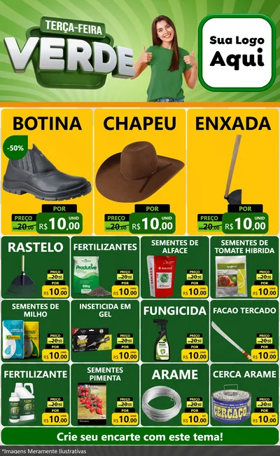 Modelo de Encarte para Encarte Grande com o tema Terça - Feira Verde para Agropecuária