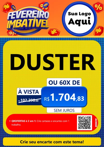 Modelo de Cartaz para Cartaz A4 Vertical com o tema Fevereiro Imbatível para Concessionaria de Carros