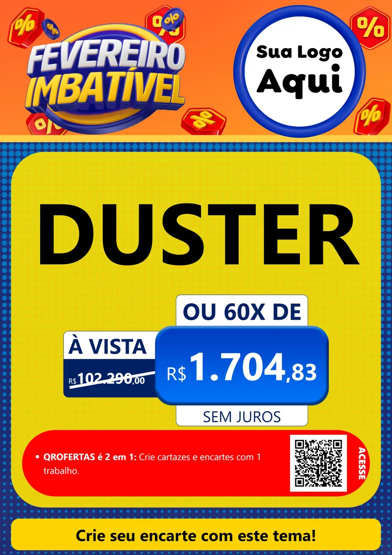 Modelo de Cartaz para Cartaz A4 Vertical com o tema Fevereiro Imbatível para Concessionaria de Carros