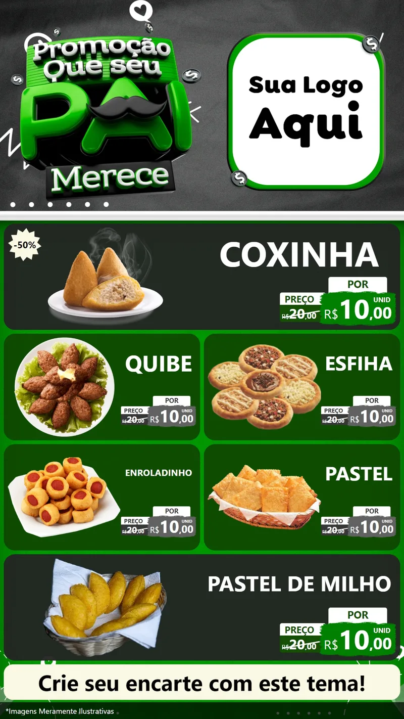 Modelo de TV para TV Vertical com o tema Promoção Que seu Pai Merece para Salgadaria