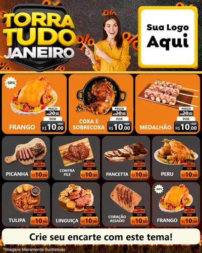 Modelo de Rede Social para Feed Instagram com o tema Torra Tudo Janeiro para Assados