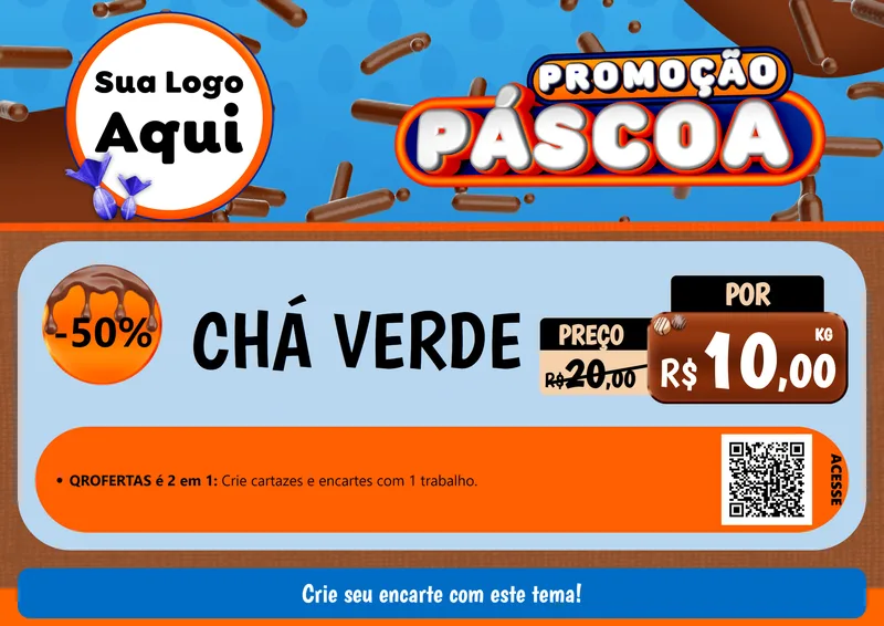 Modelo de Cartaz para Cartaz A4 Horizontal com o tema Promoção Páscoa para Produtos Naturais