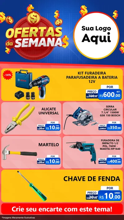 Modelo de TV para TV Vertical com o tema Ofertas Da Semana para Maquinas e Ferramentas