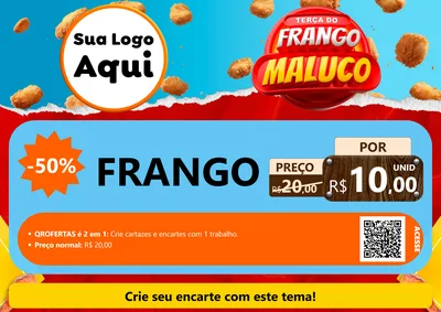 Modelo de Cartaz para Cartaz A4 Horizontal com o tema Terça do Frango Maluco para Assados