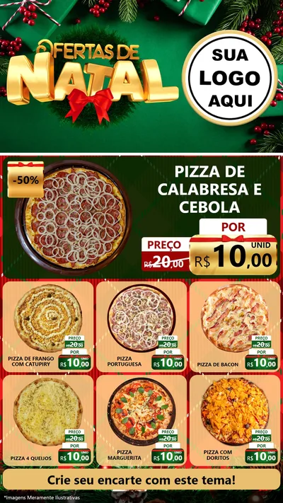 Modelo de Rede Social para Stories com o tema Ofertas de Natal para Pizzaria