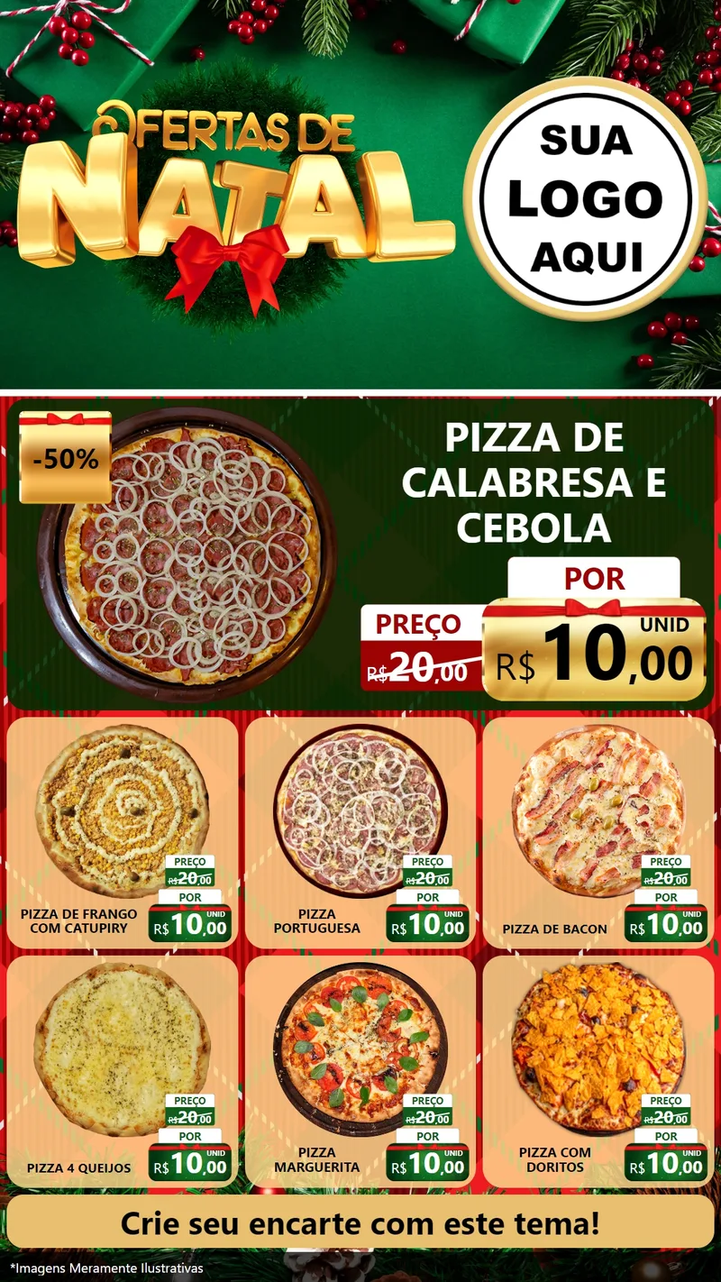Modelo de Rede Social para Stories com o tema Ofertas de Natal para Pizzaria