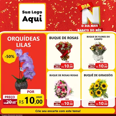 Modelo de Rede Social para Feed Facebook com o tema Dia N o Dia Mais Barato do Mês para Floricultura e jardim