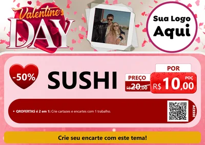 Modelo de Cartaz para Cartaz A4 Horizontal com o tema Valentine's Day para Comida japonesa