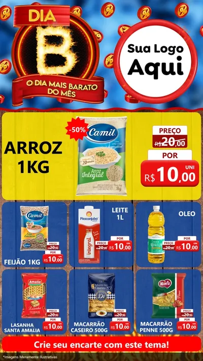 Modelo de Rede Social para Stories com o tema Dia B - O Dia Mais Barato Do Mês para Supermercado