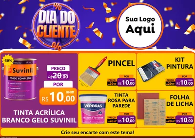 Modelo de Encarte para Encarte A4 Horizontal com o tema Dia do Cliente para Tintas e Ferramentas