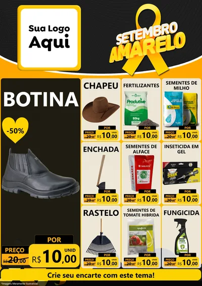 Modelo de Encarte para Encarte A4 Vertical com o tema Setembro Amarelo para Agropecuária