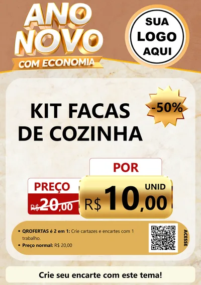Modelo de Cartaz para Cartaz A4 Vertical com o tema Ano Novo Com Economia para Utilidades Domésticas