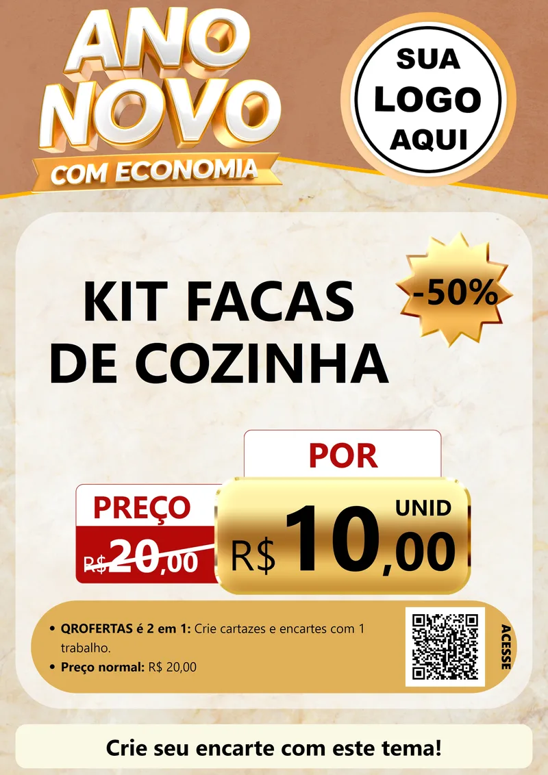Modelo de Cartaz para Cartaz A4 Vertical com o tema Ano Novo Com Economia para Utilidades Domésticas