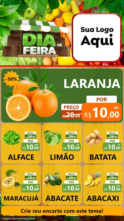Modelo de Rede Social para Stories com o tema Dia de Feira para Hortifrúti