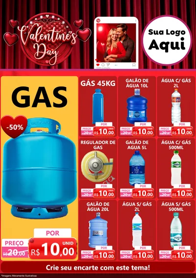 Modelo de Encarte para Encarte A4 Vertical com o tema Valentine's Day para Água e gás