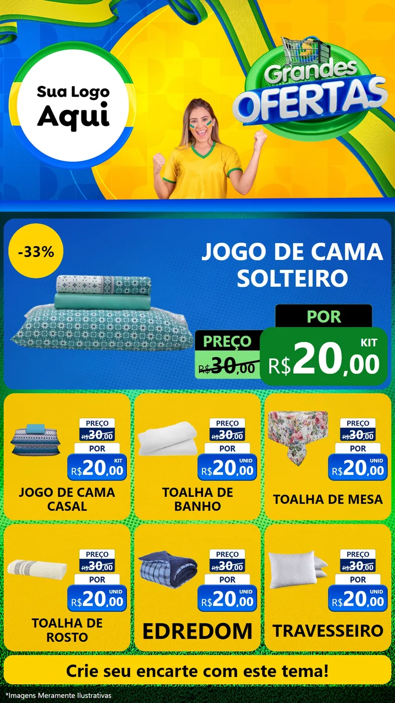 Modelo de Rede Social para Stories com o tema Grandes Ofertas para Cama, Mesa e Banho