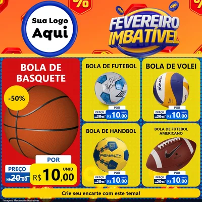 Modelo de Rede Social para Feed Facebook com o tema Fevereiro Imbatível para Artigos Esportivos
