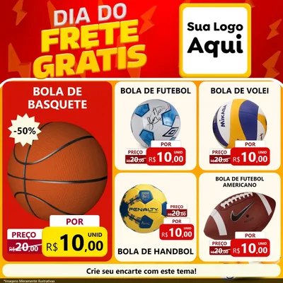 Modelo de Rede Social para Feed Facebook com o tema Dia do Frete Grátis para Artigos Esportivos